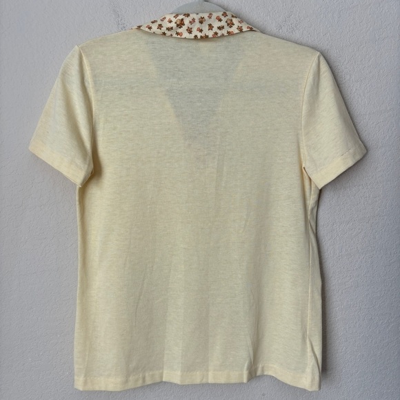 Vintage 70's Retro Ditsy Floral Printed Wide Collar Polo Shirt - Picture 8 of 11